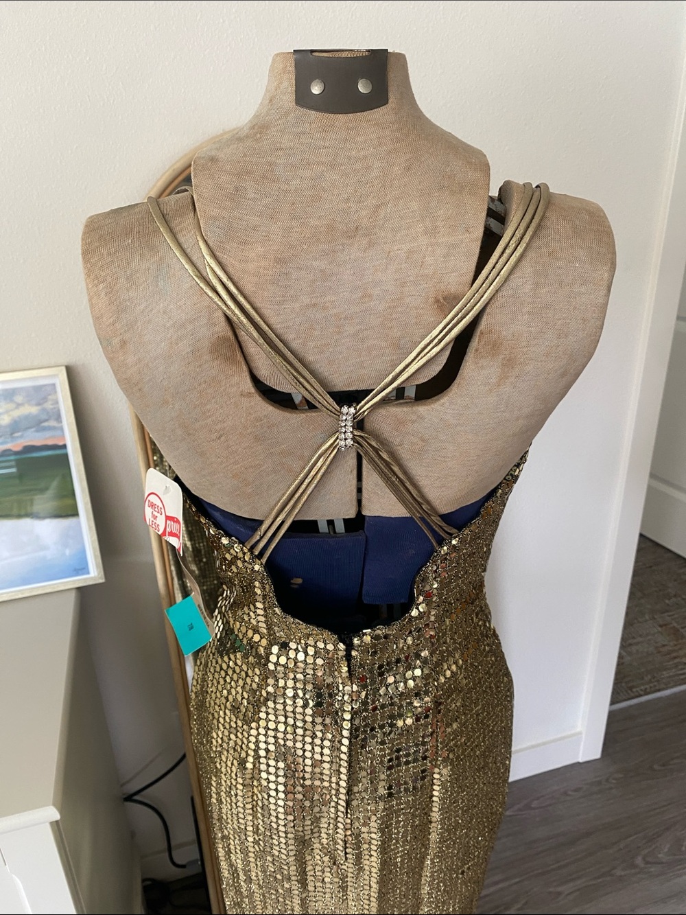 Vintage 1980s Deadstock LA Glo Gold Sequin Dress - Picture 11 of 16